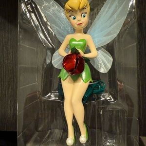 Disney Tinker Bell Figurine with Green Dress and Red Rose